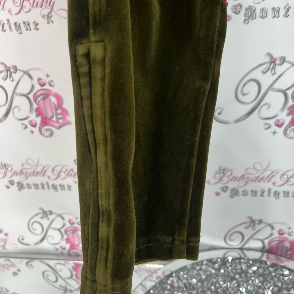 Alanda rling pants soft bling rhinestone flowers pockets y2k Olive Green Pants - Picture 6 of 14